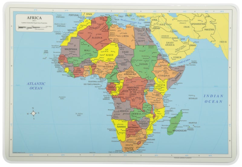 Painless Learning Africa Map Placemat, 12 x 17 1/2 inches - Image 1